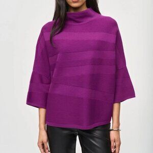 Joseph Ribkoff Sweater Knit Mock Neck Boxy Top, Medium, Fuschia